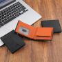 Designer front pocket coin wallet rfid blocking minimalist black carbon leather wallet for men
