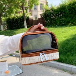 Cosmetic Bag Wholesale Women Handbags Transparent Advanced Wash Bag Waterproof Straw Woven Storage Cheap Women Bags