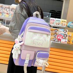 ZR842 SchoolBag Sets Girls Pupil Children Hot Selling Fashion Travel Canvas Little Bear Doll Cute College 4 Pcs Backpack Sets