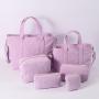 New Arrivals Top Quality Factory Wholesale Custom Corduroy Lavender Cosmetic Bags Set Make Up Travel Bag Pencil Pouch