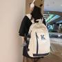 HR068 Simple Letter College Student Backpack Nylon Zipper Contrasting Colors Bag New Trend Waterproof Outdoor Leisure School Bag