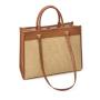 Factory Customize High Quality Faux Leather Handbags Large Shoulder Bag Fashionable Straw And PU Tote Bags