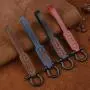Stylish Vintage Crazy Horse Genuine Leather Key Ring Keychain Holder Promotional Leather Car Key Organizer Holder