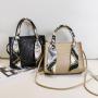 Silk scarf women's handbag 2024 ladies handbag pu leather women's bag diamond chain crocodile crossbody shoulder bag for women