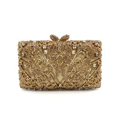 New hollow metal crystal flower evening bag handmade diamond inlaid handbag luxury women shoulder bags ladies clutch bag