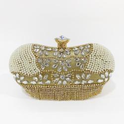 Chic Bean Shape Sparkly Rhinestone Tassels Crossbody Evening Bags Pearl Handbag And Purse For Women
