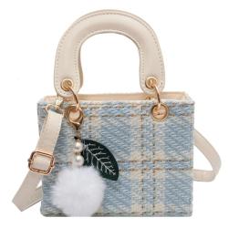 ZR301 Small Cloth Handheld Women's Bag 2023 New Fashion Versatile One Shoulder Crossbody Bag Checked Small Square Bag