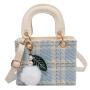 ZR301 Small Cloth Handheld Women's Bag 2023 New Fashion Versatile One Shoulder Crossbody Bag Checked Small Square Bag
