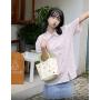 ZF037 New Handbag Canvas Bag Female Students Children Cute Color Lunch Bag Blocking Cotton Embroidery Hand Carry Small Cloth Bag