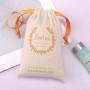 Custom Logo Printing Dust Bag Organic Natural Drawstring Small Gift Jewelry Cotton Muslin Pouch