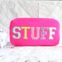 Low MOQ Stock Cute Small Pouch Travel Zipper Jelly Cosmetic Bag Custom Designer Chenille Patches Letter Makeup Bags