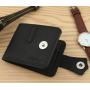 HR329 Men's Short Buckle Coin Wallet ID Card Pu Wallet Horizontal Square Zipper Grid Card Slot Casual Business Father's Day Gift