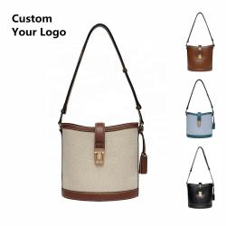 Custom Manufacturer High Quality Pu Leather Casual Womens Bucket Bags Ladies Fashion Canvas Vegan Luxury Womens Shoulder Bags