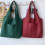 Large Capacity Solid Color White Handbag Canvas Tote Shopping Bag Casual Cloth shoulder cotton bag For Girls Ladies