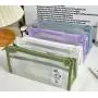Gelory Custom Large Capacity Waterproof Stationery Bag Double-Layer Transparent Frosted Triangular Pencil Box