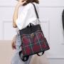 New Style Trendy Buffalo Plaid Weekend Travel Backpack Custom Logo Printed Shoulder Bag Oxford Backpack Woman