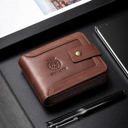 XL281 Men's Genuine Leather Short Wallet Soft Comfortable Purse Gift Packaging Box Card Holders Accept Customized Logo