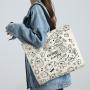 HR649 Women Canvas Cloth Tote Shopping Bag Fashion Ladies Casual Shoulder Bags Cute Graffiti Simple Versatile Women's Bag