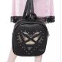 Custom design women leather ita backpack with heart clear window gothic rivet decoration clear PVC Ita bag