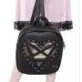 Custom design women leather ita backpack with heart clear window gothic rivet decoration clear PVC Ita bag