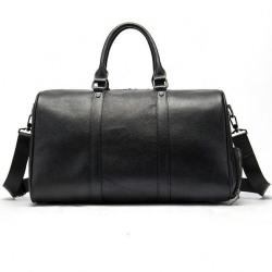 Big Capacity Genuine Leather Travel Bag for Men Black High Quality Mens Sports Bags