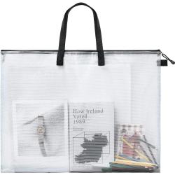 Portfolio Bag Poster Storage Bag with Handle and Zipper 19 x 25 Inch Organizer Transparent Bag