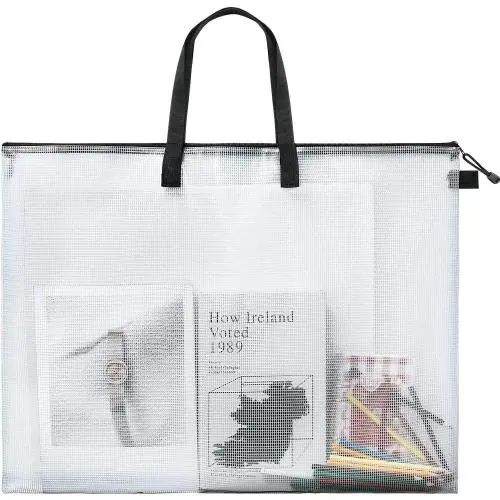 Portfolio Bag Poster Storage Bag with Handle and Zipper 19 x 25 Inch Organizer Transparent Bag