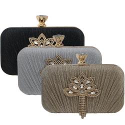 Wholesale wrinkle design party wedding bag lady chain shoulder bags bridal glitter metal clutches woman tassels evening bags