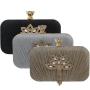 Wholesale wrinkle design party wedding bag lady chain shoulder bags bridal glitter metal clutches woman tassels evening bags