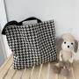Large Capacity Retro Houndstooth Pattern Canvas Shoulder Bag Portable Shopping Bag Custom Logo Female Handbag Autumn-Winter