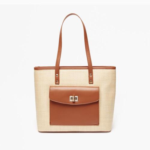 High Quality Vegan Leather Women Shoulder Bag Woven Ladies Handbags Customized Logo Tote Bag