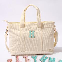 Best Seller Durable Travel Weekender Oversize Ladies Beige Pink Corduroy Shoulder Tote Bag With Pocket Inside
