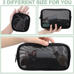 Travel Portable Nylon Mesh Toiletry Make Up Bag Zipper Makeup Pouch Mesh Cosmetic Bag