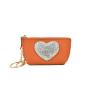 Lady Genuine Lychee Leather Heart Diamond Coin Purse Women Fashionable Travel Pouch Portable Girl small Wallet Keychain Bags