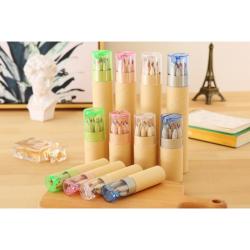 Wood Barreled Colored Lead 6 or 12 pcs-Color Lead Long Barrel 6 Pack Colored Pencil Children's Painting Pen Graffiti Pen