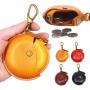 Top Layer Genuine Leather Retro Handmade Round Coin Purse Small Storage Bag Creative Gift Coin Bag