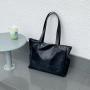 OEM Wholesale Black Simple Soft PU Leather Shoulder Korean Tote Classic Style Large Capacity Shopping Bag