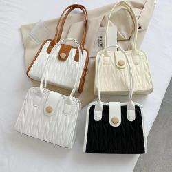 2024 New Fashion Simple Capacity Single Shoulder Bag  Chain Diagonal Pu Leather Customs Tote Bag Embroidery Thread Bag