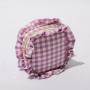 Keymay Fashion Women Girls Gift Bag Zipper Toiletries Organizer Gingham Makeup Bag Pouch Plaid Ruffle Cosmetic Bag