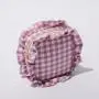 Keymay Fashion Women Girls Gift Bag Zipper Toiletries Organizer Gingham Makeup Bag Pouch Plaid Ruffle Cosmetic Bag