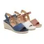 Sandalias Verano Mujer Fashion Ladies Platform Mid Heels Espadrilles Peep Toe Denim Straw Woven Wedge Heel Sandals For Women
