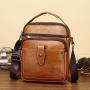 XL295 Genuine Leather Men's Shoulder Bag Multi-layer Large Capacity Messenger Bag Wear-resistant Durable Bag First Layer Cowhide