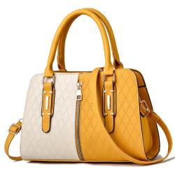 ZR715 Woman Bag Handbag Retro Lattice PU Fashion Female Zipper Portable Big Shoulder Bag Girl Versatile Tote Bag Shopping Party
