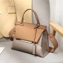 New Fashion Women's Bag Fashion High Texture Real Cow Leather Square Handbag Splicing Cow Leather One Shoulder Diagonal Bag