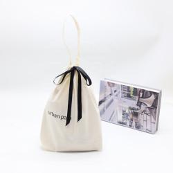 Custom Muslin Cotton Tote Drawstring Shoe Bag For Handbag Cosmetic Pouch Natural Recycle Dust Cotton Gift Shopping Pouch