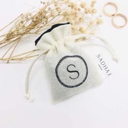 Custom Jute Lining Satin Hessian Burlap Jewelry Bag Jute Drawstring Mini Tea Coffee Packing Gift Jute Pouch