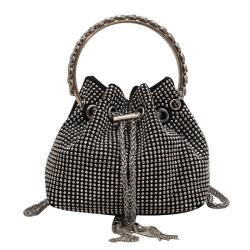 Crystal Bucket Bag Ins Design Chain Shoulder Messenger Bag Rhinestone Evening Party Bag For Women