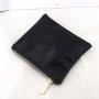 Custom Logo Printed Black Leather Zipper Coin Cosmetic Storage Pouch  Soft PU Leather Zipper Bag