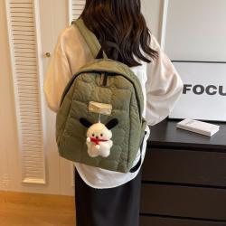 HR768 New Fashion Cotton Ladies Backpack Tote School Bags Outdoor Casual Bag Soft Backpack With Pendant Daypack Bag