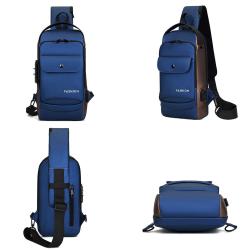 ZF043 New PU Men Waterproof Wear Shoulder Bag Sports Leisure Crossbody Bag Fashion Password Lock Motorcycle Bag USB Interface